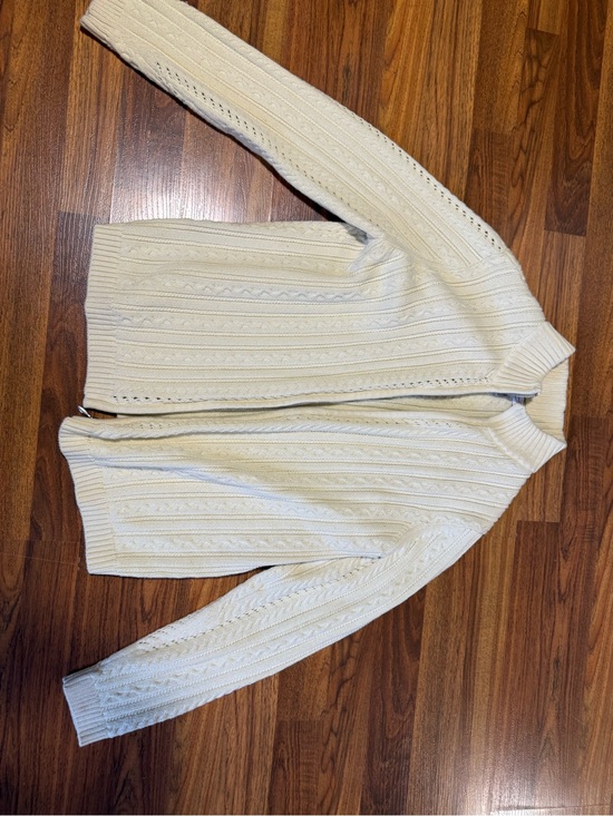 Northern Reflections Sweaters - Northern Reflections Cream Cable Knit Zip Cardigan